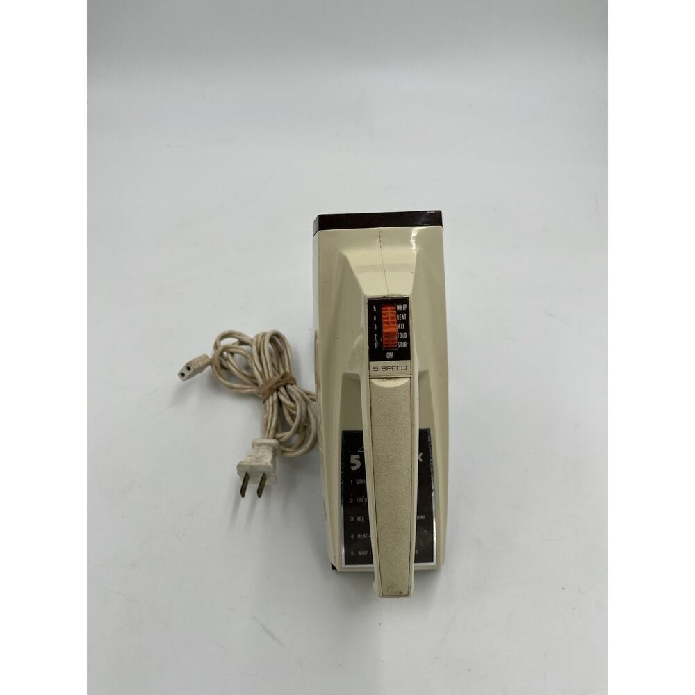 Sears Counter Craft 5 Speed Brown & White Hand Mixer with Beaters & Cord Working